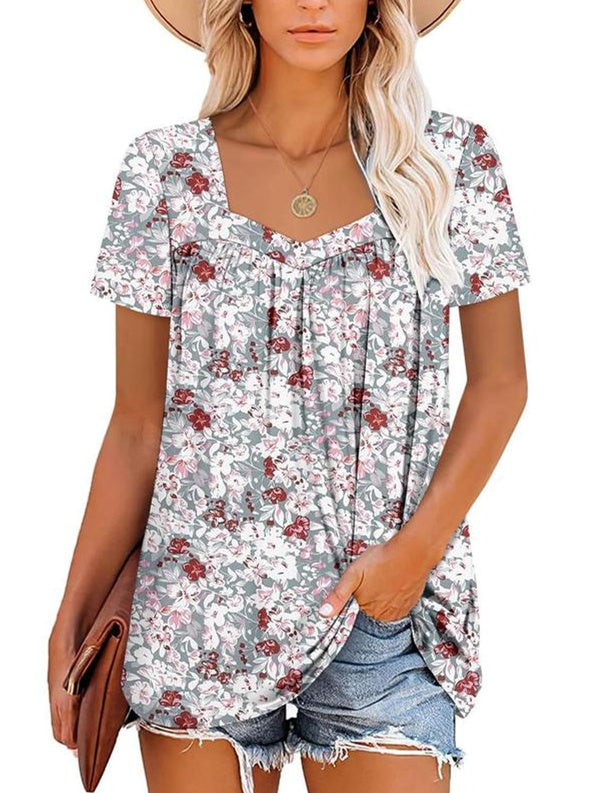 JANET | COZY TOP WITH SHORT SLEEVES & PRINT