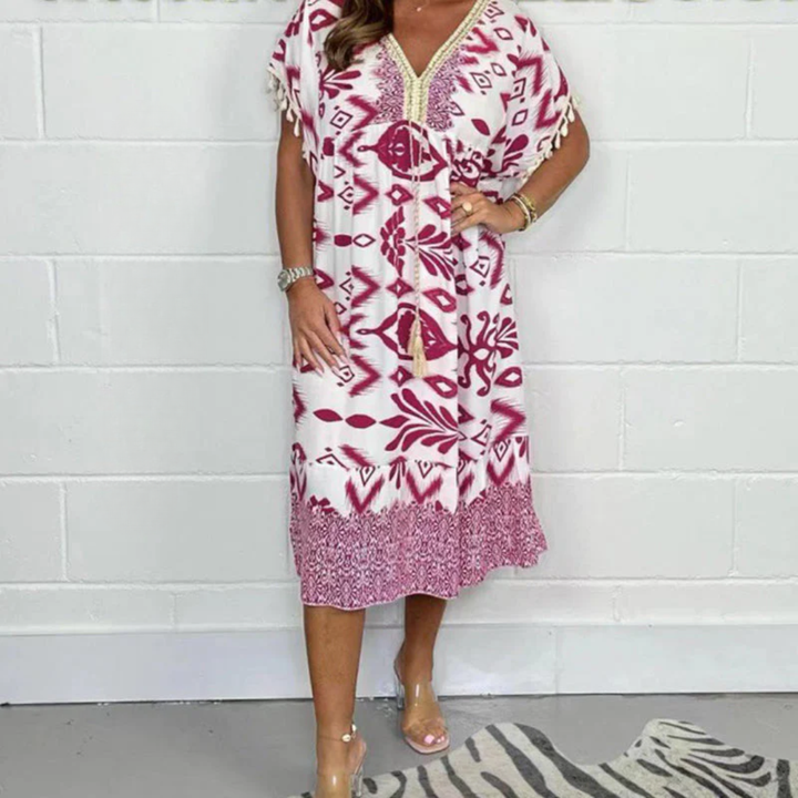 Mildred | Printed A-Line Dress with Drawstring Waist