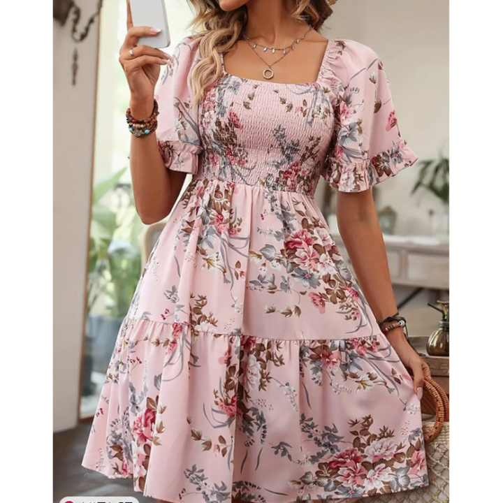 Sylvia | Boho Floral Smocked Dress