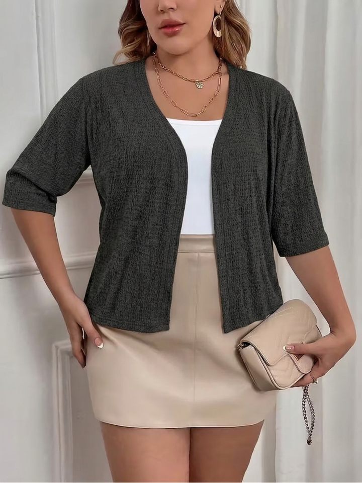 Gwendolyn | Plus Size Half Sleeve Stretch Cardigan