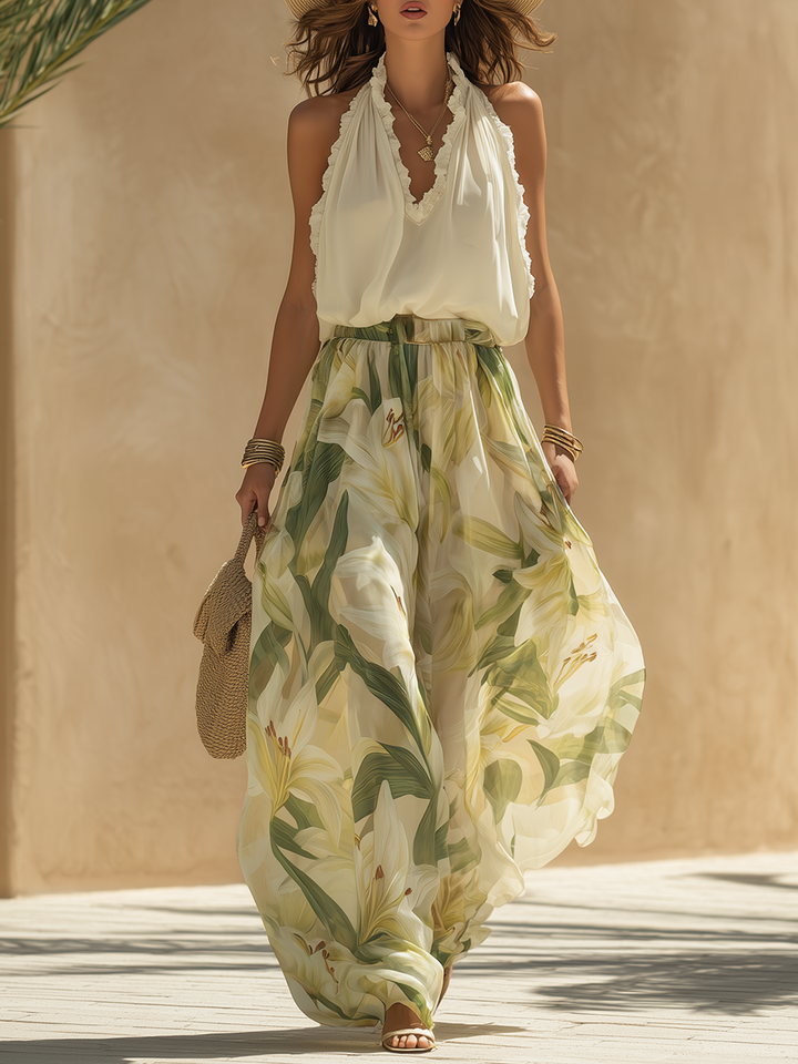 Edith | Elegant Lily Print Fluid Co-ord Set