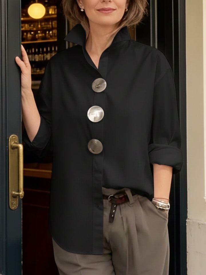 Rosaline - Statement Button Stand Collar Blouse