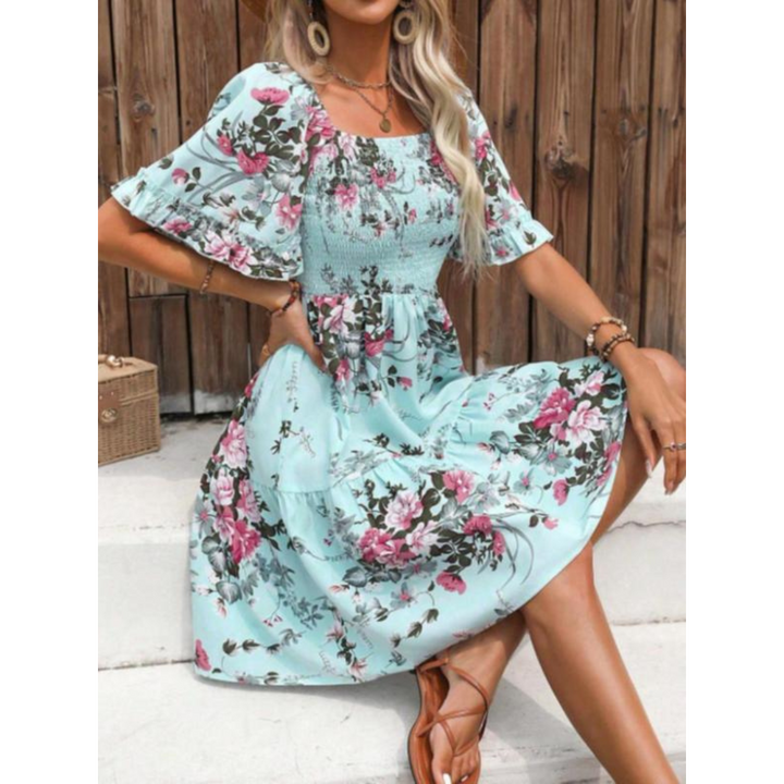Sylvia | Boho Floral Smocked Dress