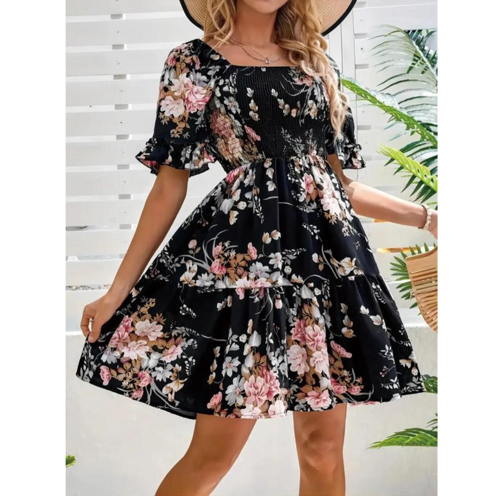 Sylvia | Boho Floral Smocked Dress