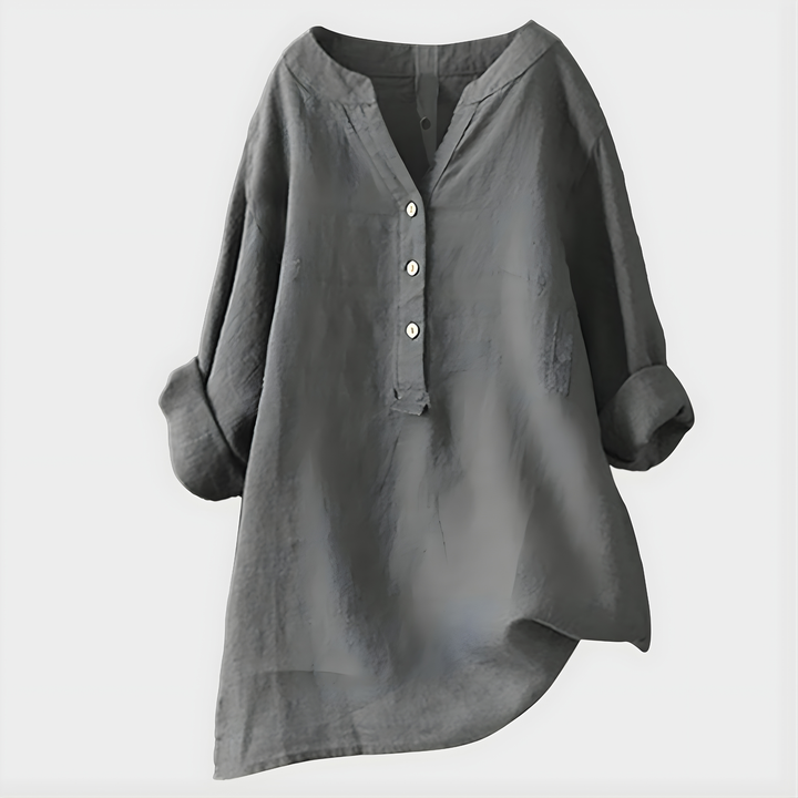 Valerie | Elegant Cotton-Linen V-Neck Blouse