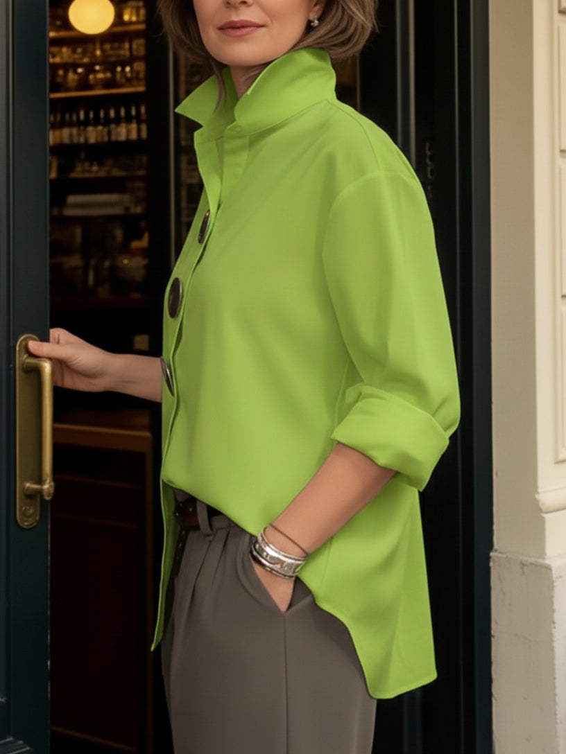 Rosaline - Statement Button Stand Collar Blouse