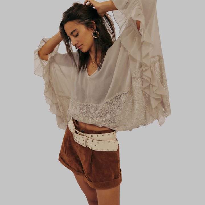 LEONA™ - Classy V-Neck Batwing Sleeve Cover-Up Top