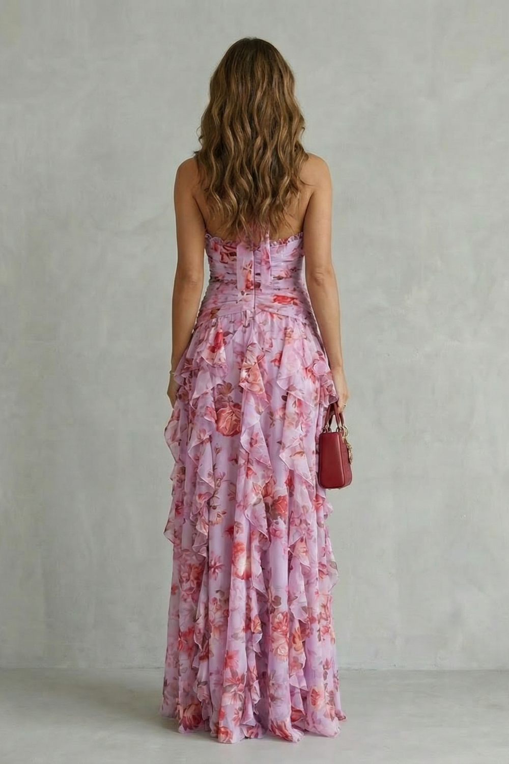 Dorothy | Romantic Rose Cascade Halter Maxi Dress