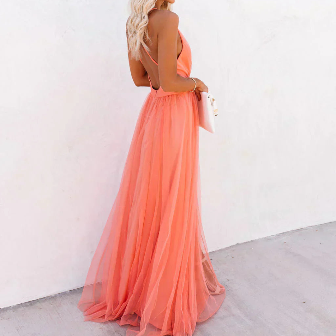 Sylvia | Coral Maxi Dress