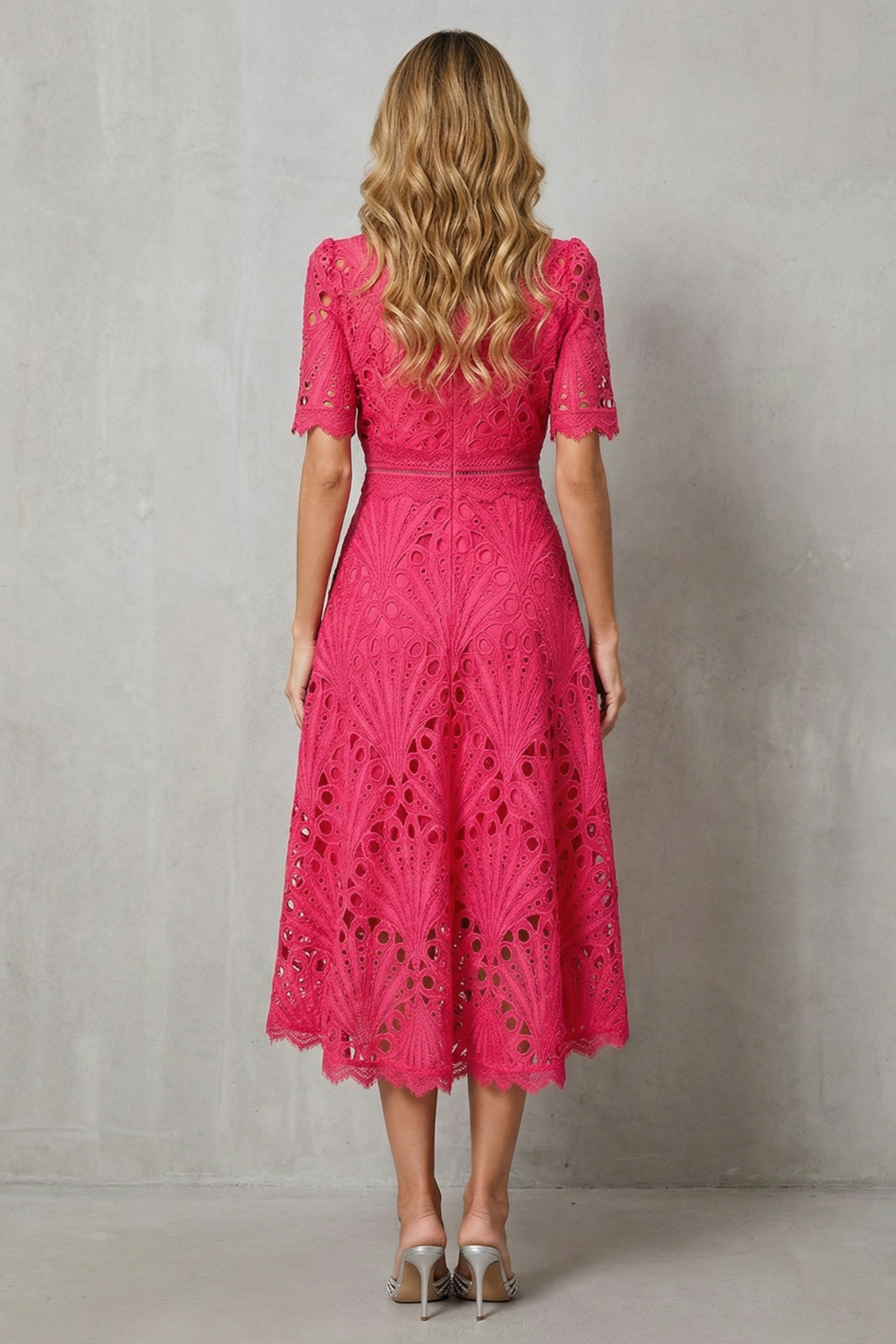 Eleanor | Ornate Lace High-Neck Midi Dress