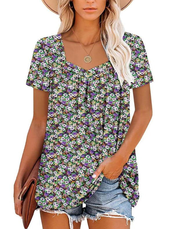 JANET | COZY TOP WITH SHORT SLEEVES & PRINT