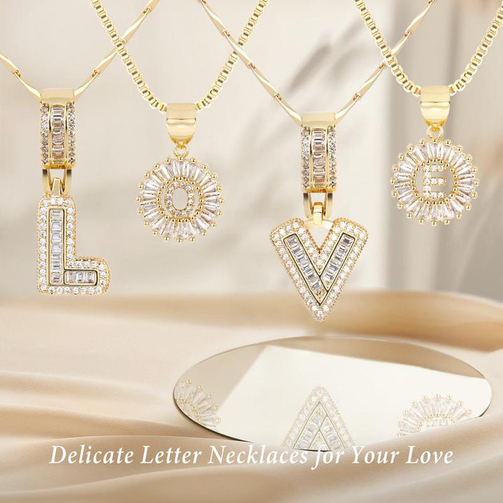 AISHA™ - Elegant 2-Pack Initial Letter Pendant Necklaces