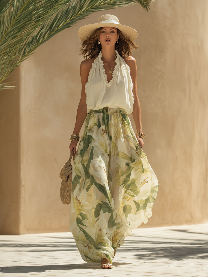 Edith | Elegant Lily Print Fluid Co-ord Set