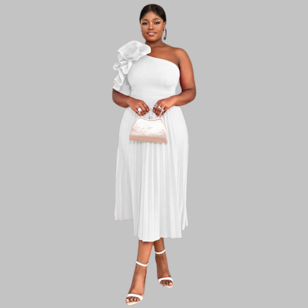 MINERVA™ - Elegant One Shoulder Ruffle Plus Size Evening Dress