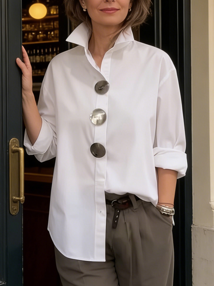 Rosaline - Statement Button Stand Collar Blouse