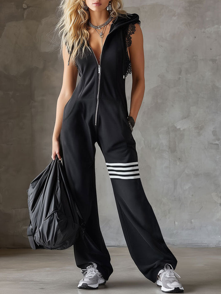 Linda | Retro Hooded Striped Tracksuit