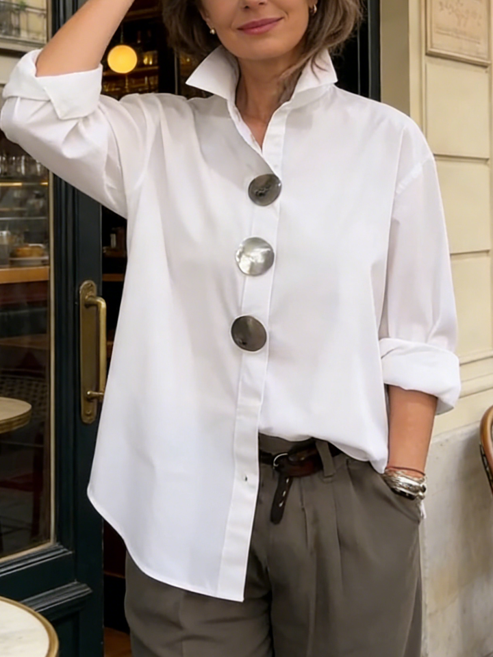 Rosaline - Statement Button Stand Collar Blouse