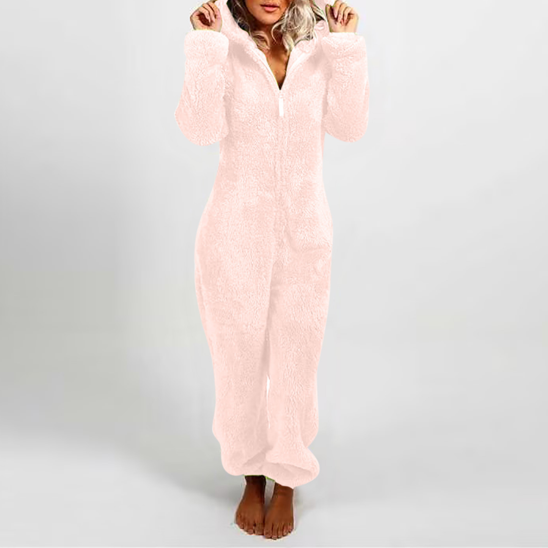 LUMI™ - Comfy Zipper Hooded Long Sleeve Plush Pajama Jumpsuit