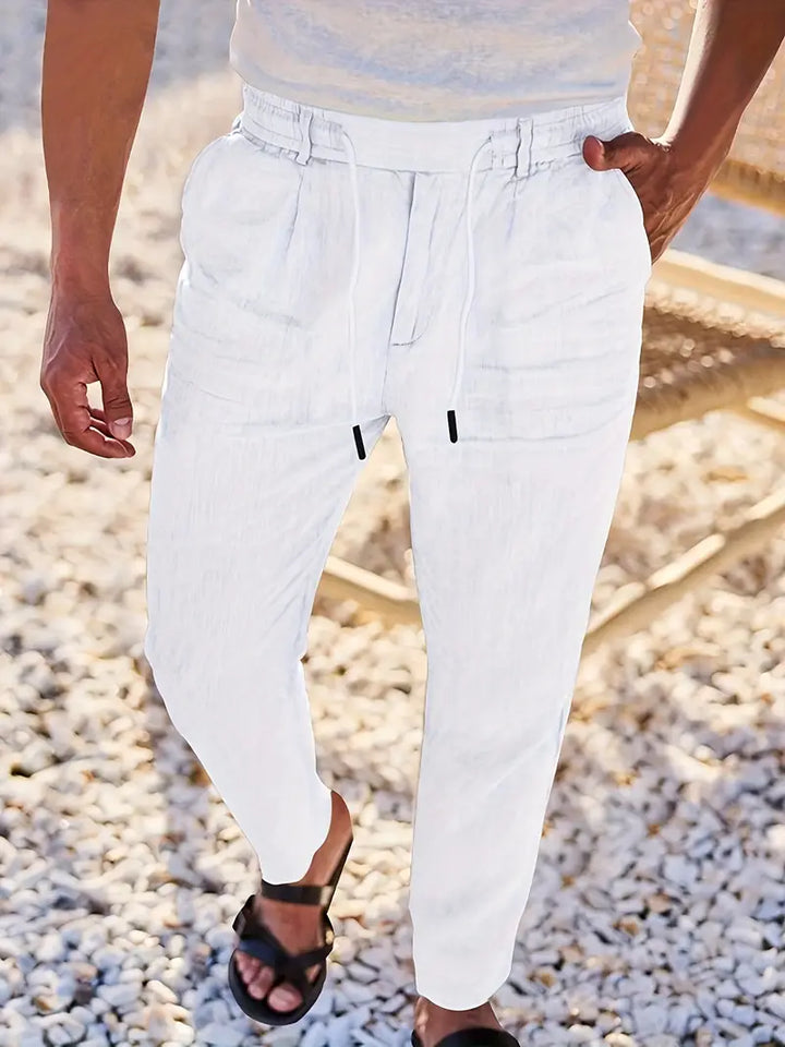 NICHOLS | WIDE LINEN PANTS WITH CORD