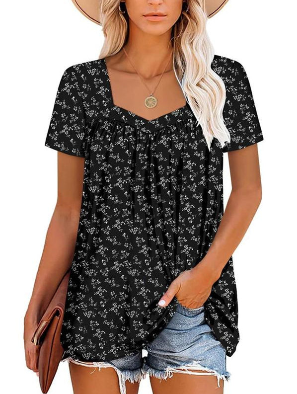 JANET | COZY TOP WITH SHORT SLEEVES & PRINT