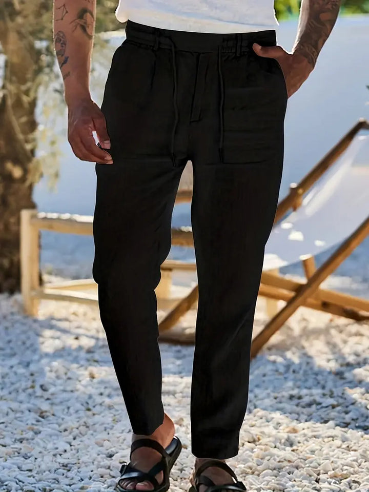 NICHOLS | WIDE LINEN PANTS WITH CORD