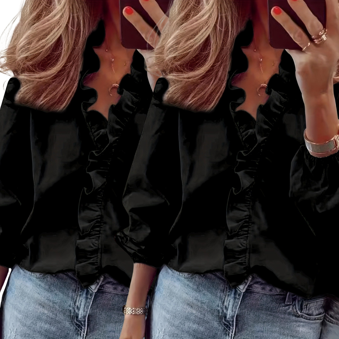 LORELEI™ - Timeless V-Neck Blouse with Ruffles for Casual Elegance