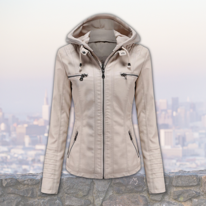 MADELINE™ – Hooded Leather Jacket for Women
