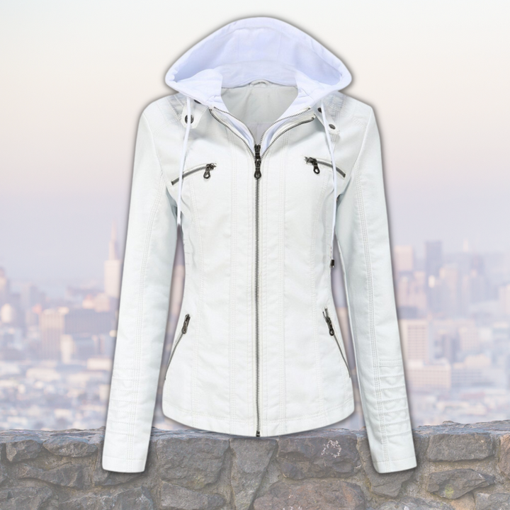 MADELINE™ – Hooded Leather Jacket for Women