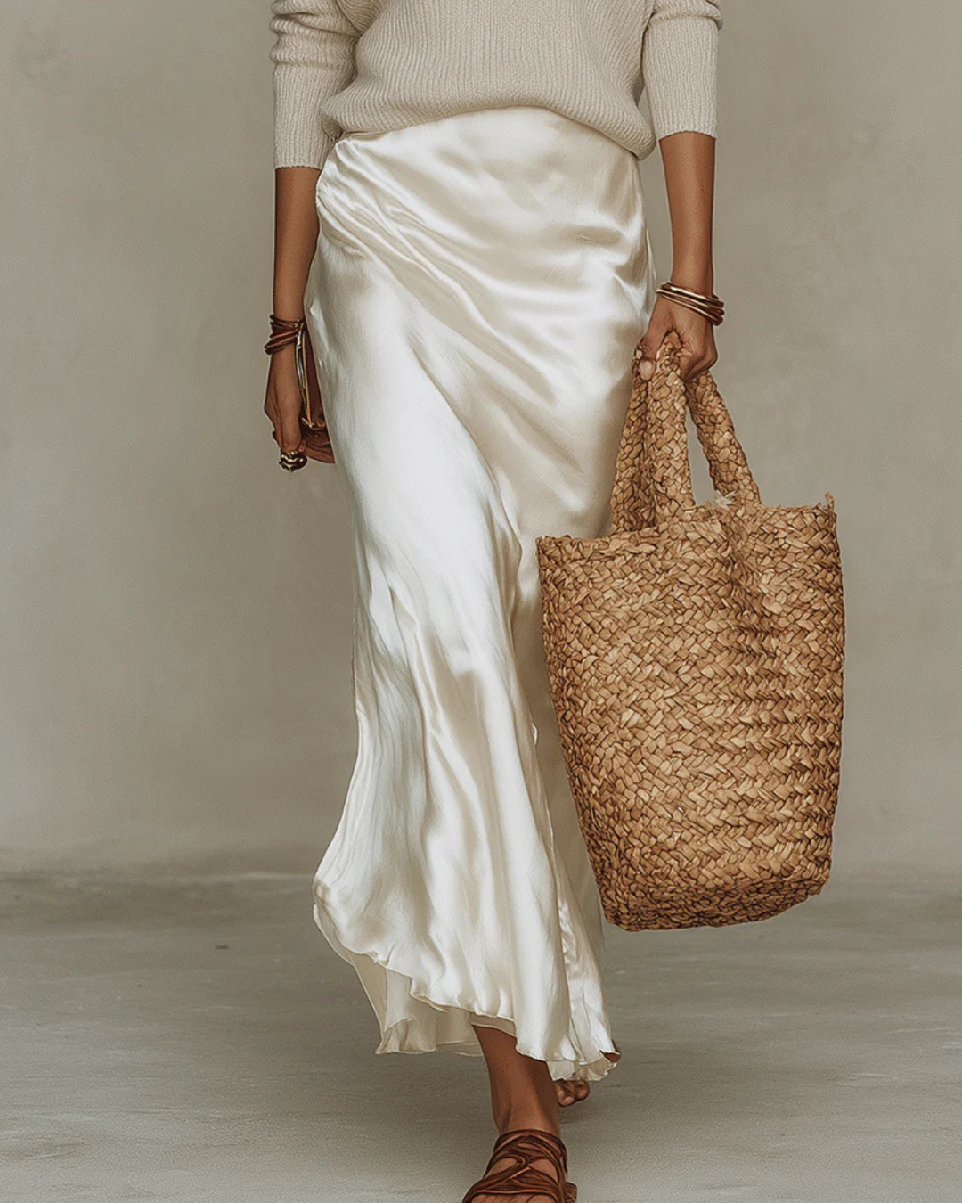 Frances | Satin Midi Dress with Included Sweater