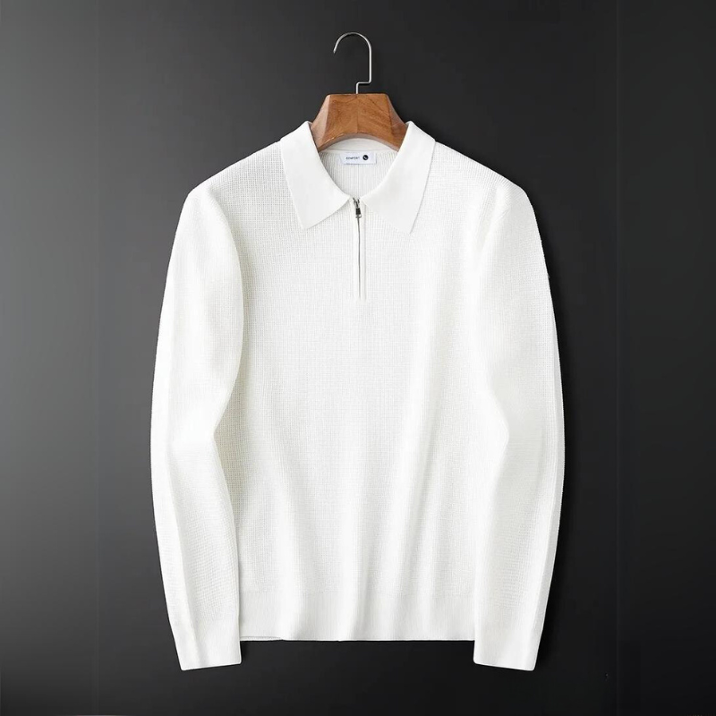 EDWARD™ – Long-Sleeve Waffle-Knit Polo with Quarter-Zip for Men
