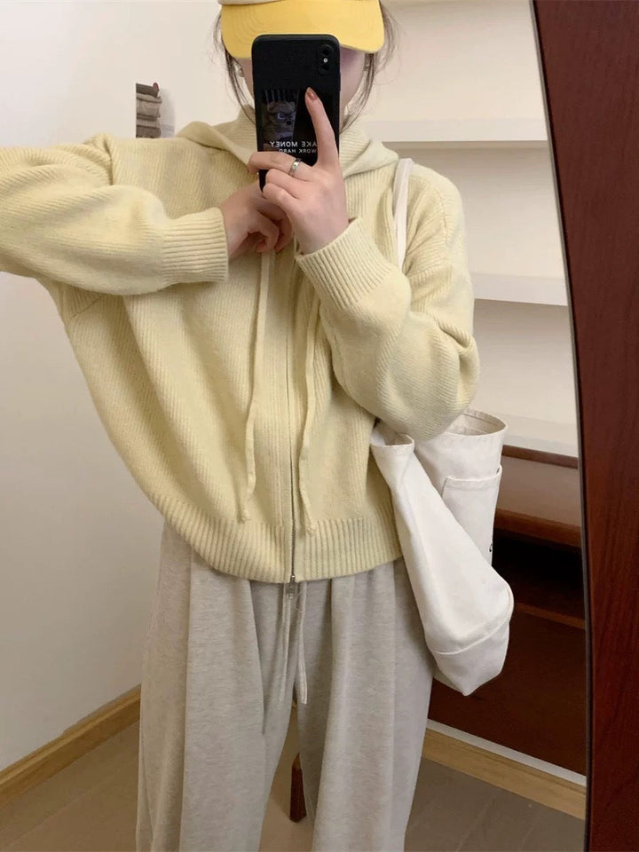 QUESTA™ - Casual Zip Up Long Sleeve Hooded Cardigan