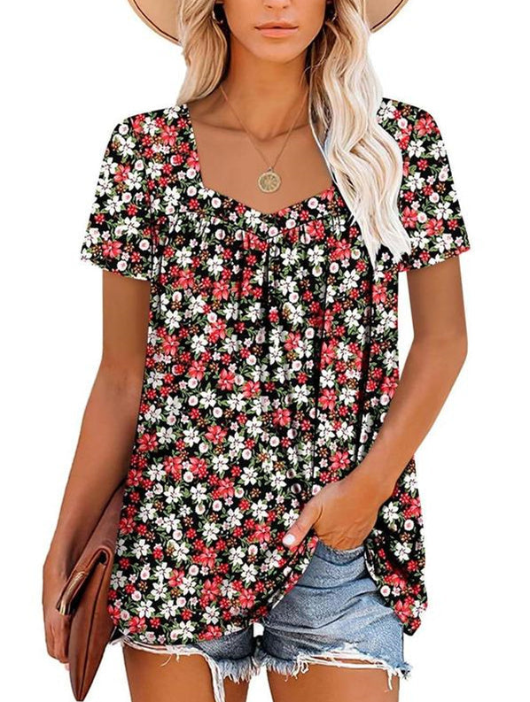 JANET | COZY TOP WITH SHORT SLEEVES & PRINT
