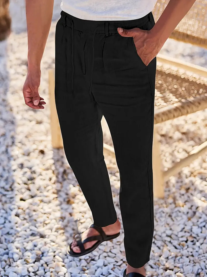 NICHOLS | WIDE LINEN PANTS WITH CORD