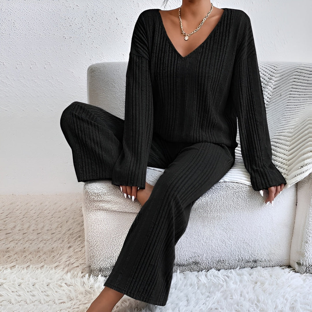 IRENE™ – Ribbed V-Neck Sweater Set
