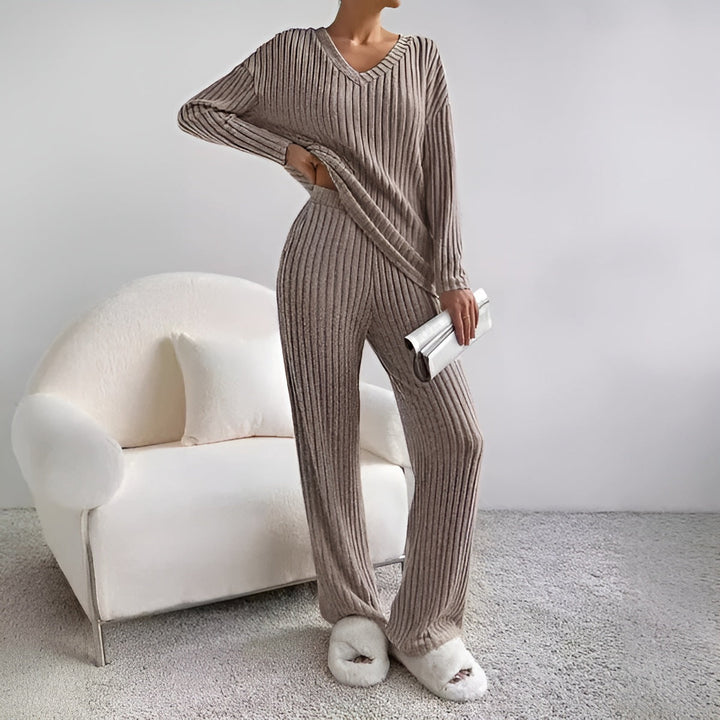 IRENE™ – Ribbed V-Neck Sweater Set