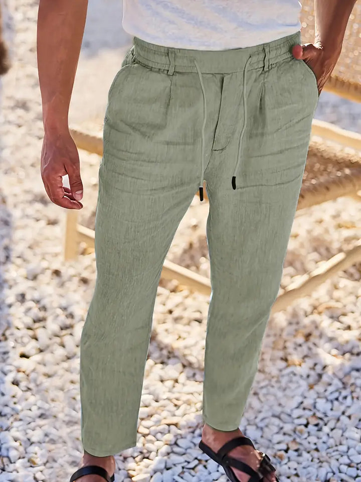 NICHOLS | WIDE LINEN PANTS WITH CORD