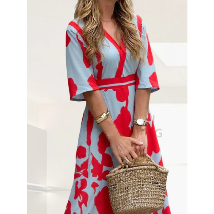 LOIS™ – Floral Print Half Sleeve Maxi Dress