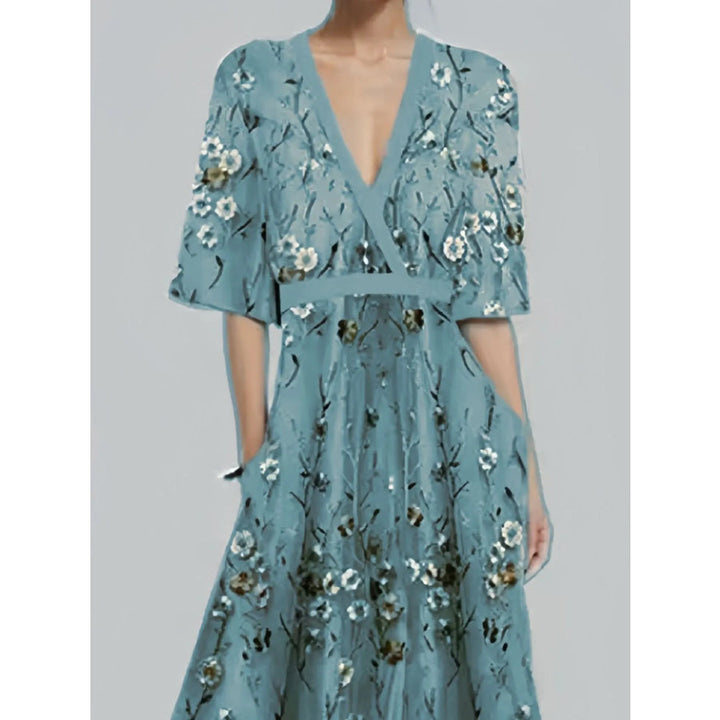 LOIS™ – Floral Print Half Sleeve Maxi Dress