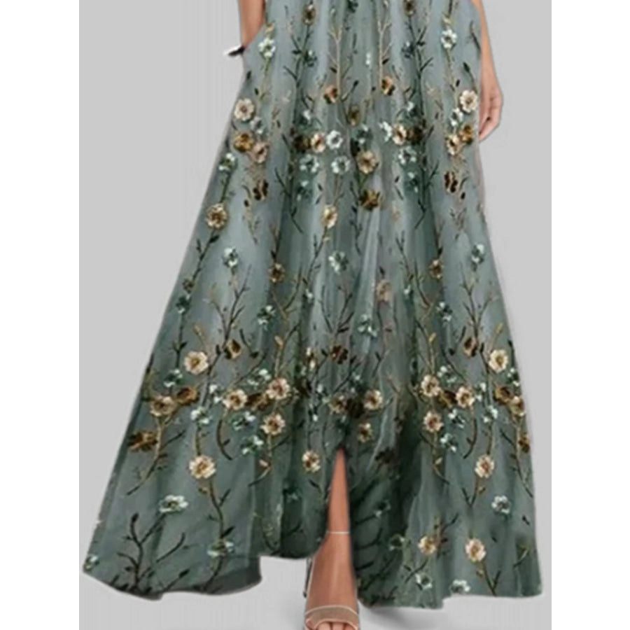 LOIS™ – Floral Print Half Sleeve Maxi Dress