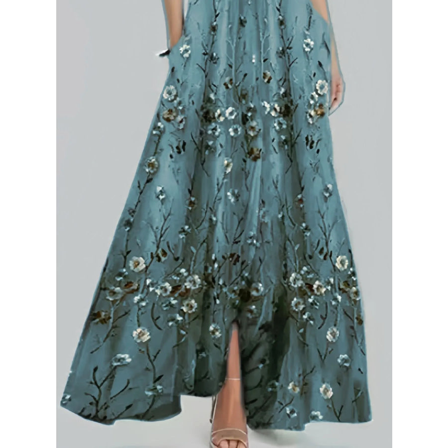 LOIS™ – Floral Print Half Sleeve Maxi Dress