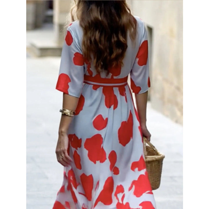 LOIS™ – Floral Print Half Sleeve Maxi Dress