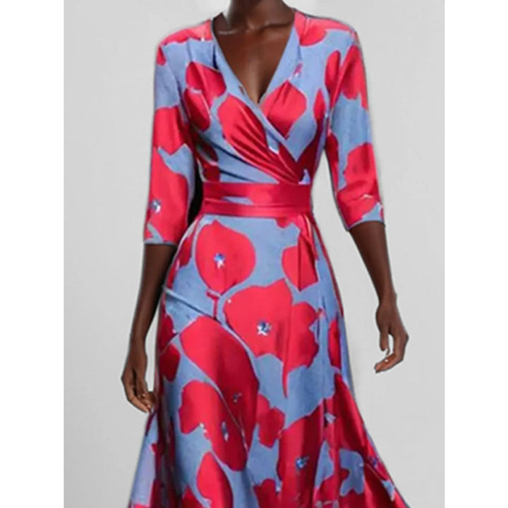 LOIS™ – Floral Print Half Sleeve Maxi Dress