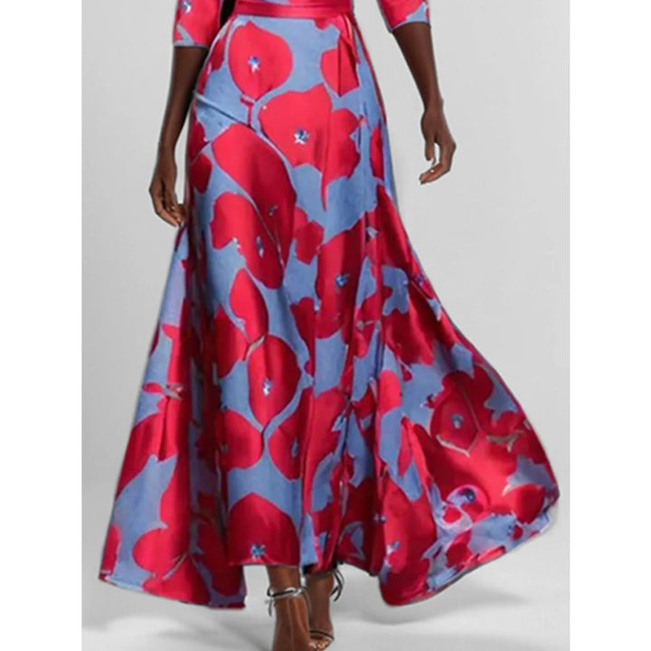LOIS™ – Floral Print Half Sleeve Maxi Dress