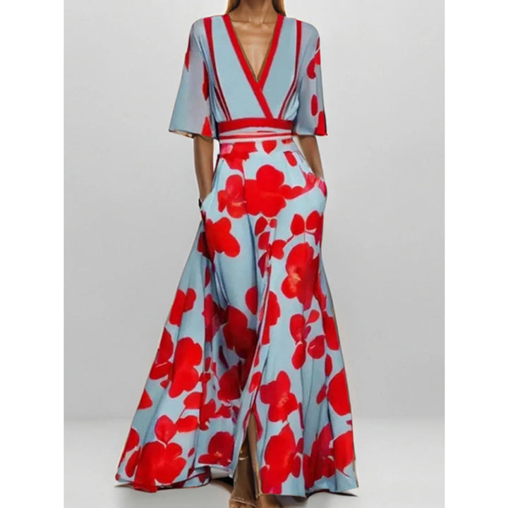 LOIS™ – Floral Print Half Sleeve Maxi Dress