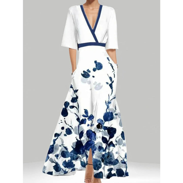 LOIS™ – Floral Print Half Sleeve Maxi Dress