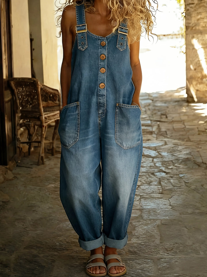 Rocio™ - Casual denim jumpsuit with adjustable buckle