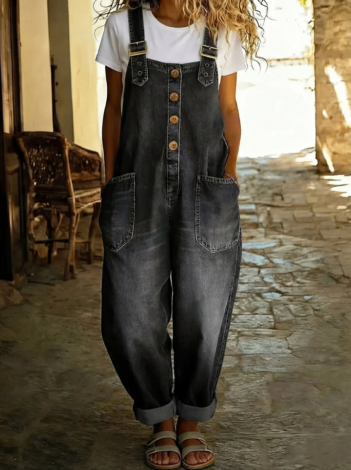 Rocio™ - Casual denim jumpsuit with adjustable buckle