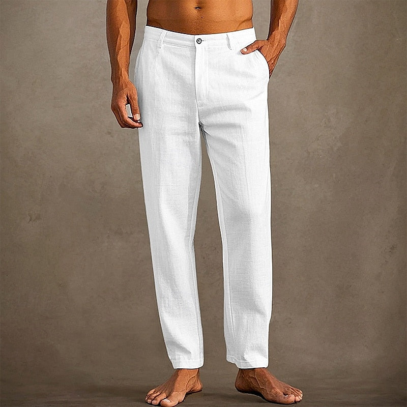 Marco - Men's Summer Linen Trousers Straight Leg Casual Pants