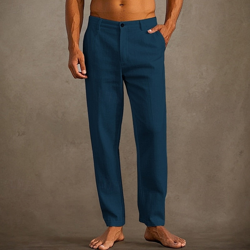 Marco - Men's Summer Linen Trousers Straight Leg Casual Pants