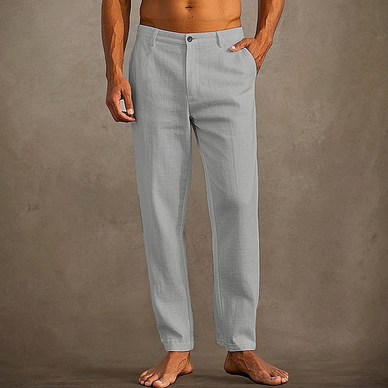 Marco - Men's Summer Linen Trousers Straight Leg Casual Pants
